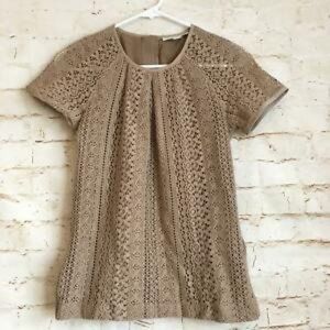 Banana Republic Crochet Khaki Top Sz 14